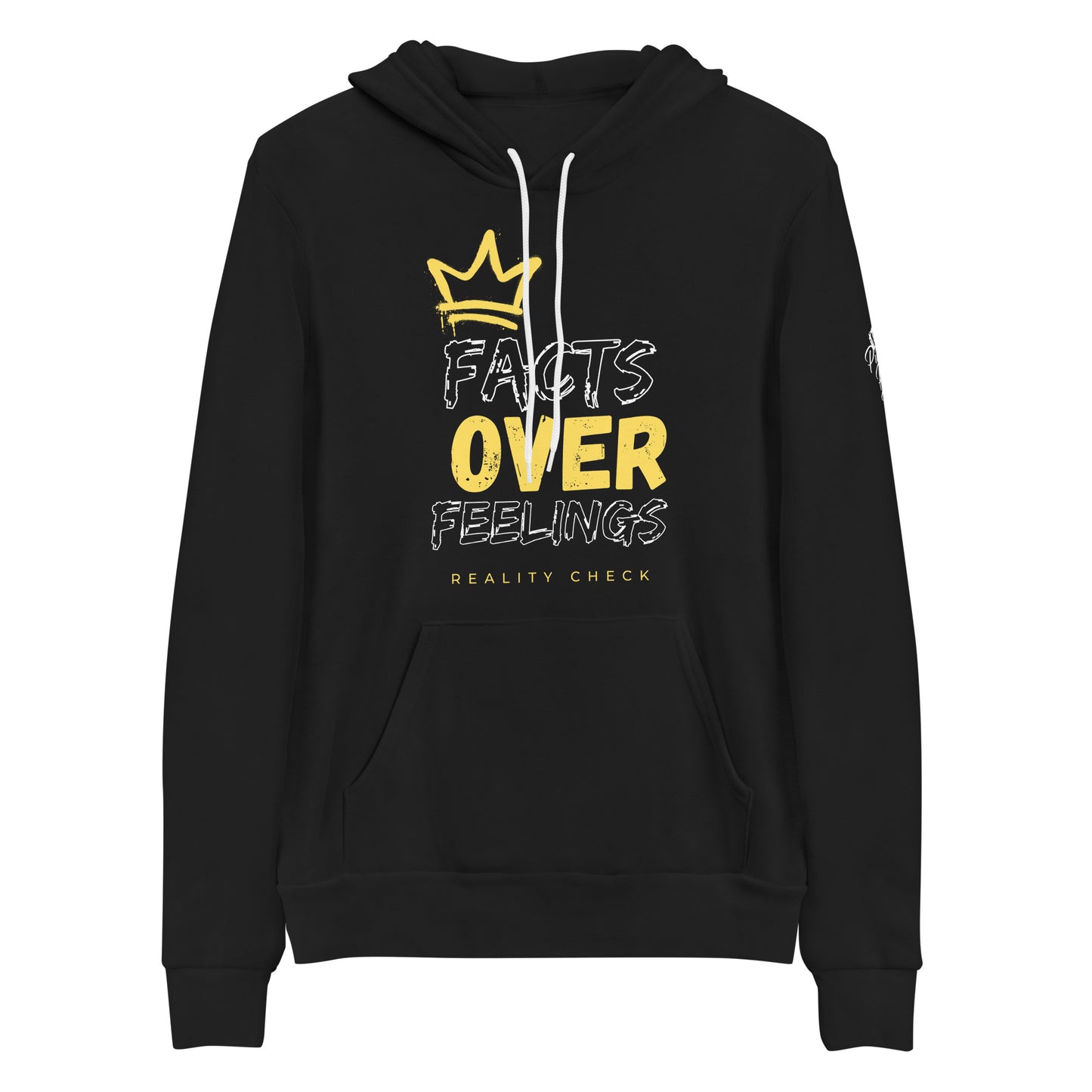 Fact Over Feelings - yellow lettering hoodie