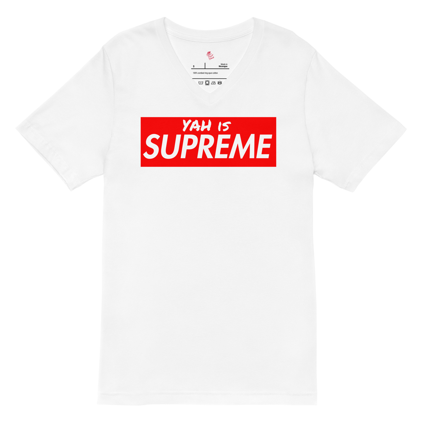 Women’s Short Sleeve V-Neck YAH IS SUPREME T-Shirt